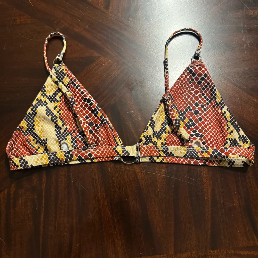 EUC Snake Print Triangle Bikini Top Adjustable Halter‎ Animal Print Medium